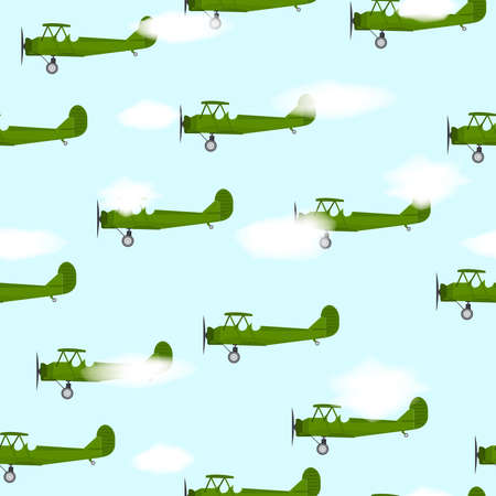 Seamless vector pattern with airplanesのイラスト素材