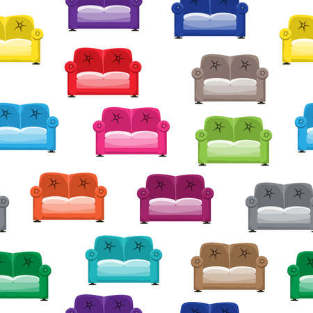 Seamless vector pattern with sofasのイラスト素材
