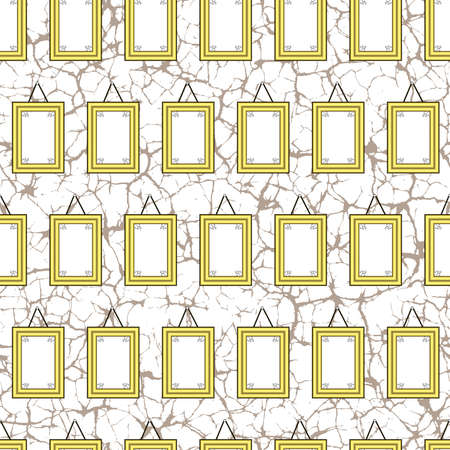 Vector background with pictures on the old wallのイラスト素材