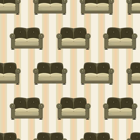 Seamless vector pattern with sofasのイラスト素材