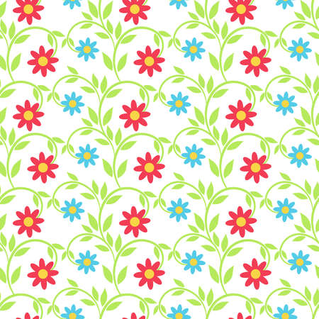 Seamless vector texture with floral elementsのイラスト素材
