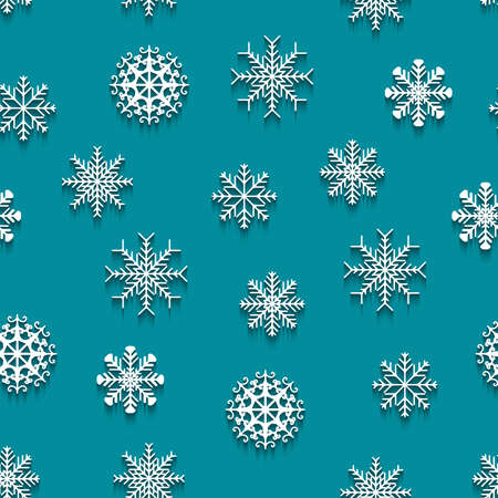 Vector seamless pattern with white paper snowflakesのイラスト素材