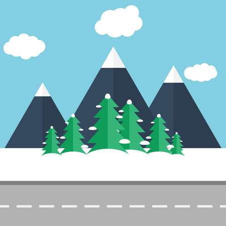Vector illustration of winter mountain landscapeのイラスト素材