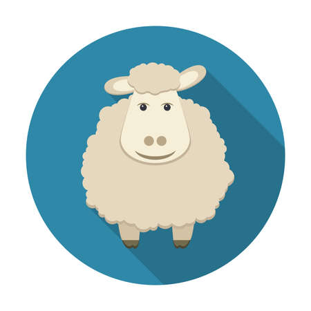 Vector illustration of Sheep icon 2015 with long shadowのイラスト素材