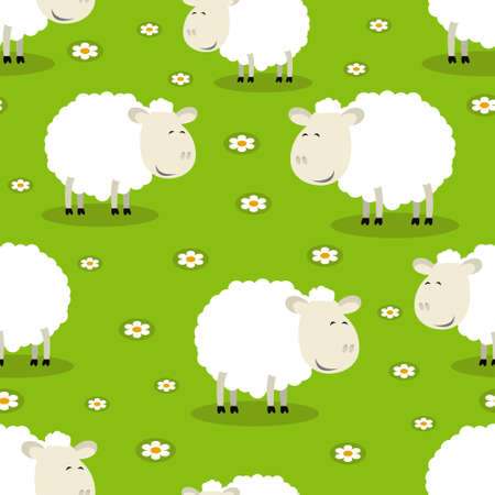 Seamless vector pattern of funny sheep symbol of 2015のイラスト素材