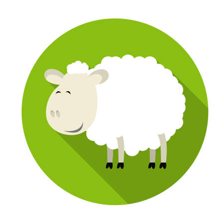 Vector illustration of Sheep icon 2015 with long shadowのイラスト素材