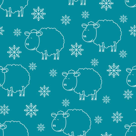 Seamless vector pattern with Sheep sketch 2015のイラスト素材