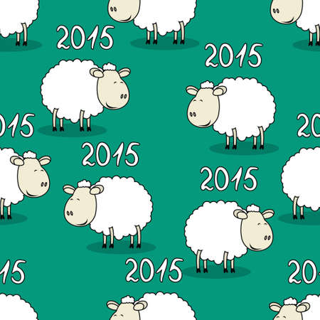 Seamless vector pattern of funny sheep symbol of 2015のイラスト素材