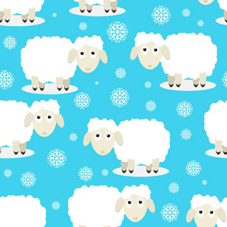 Seamless vector pattern of funny sheep symbol of 2015のイラスト素材