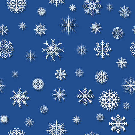 Seamless blue vector pattern with snowflakesのイラスト素材