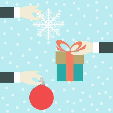 Vector illustration of the hand with a giftのイラスト素材