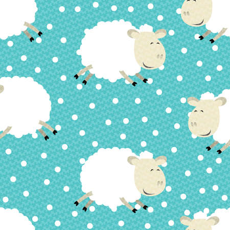 Seamless vector illustration of funny sheep symbol of 2015のイラスト素材