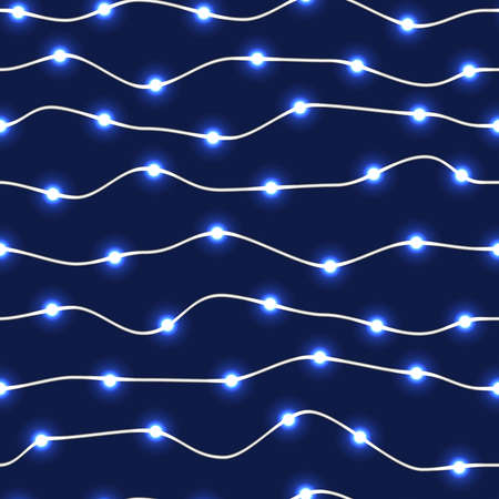 Vector pattern with Christmas garland on blue backgroundのイラスト素材
