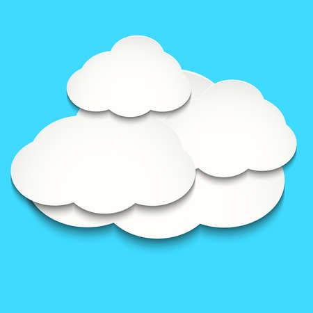 Blue vector background with white cloudsのイラスト素材
