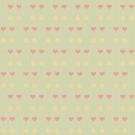 Seamless vector texture with flowers and hearts