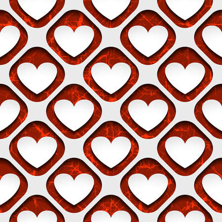 Seamless vector pattern of a hearts with shadowのイラスト素材
