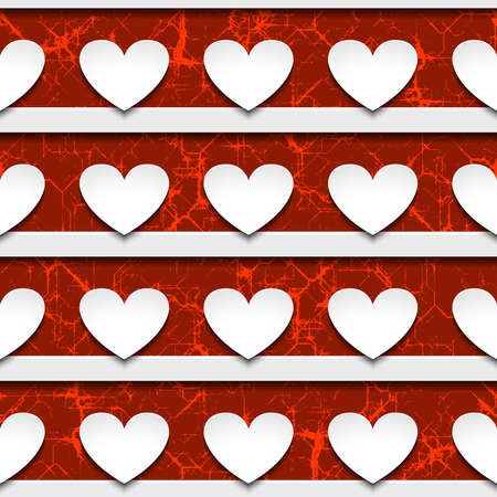 Seamless vector pattern of a hearts with shadowのイラスト素材