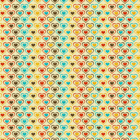 Seamless vector texture with color heartsのイラスト素材