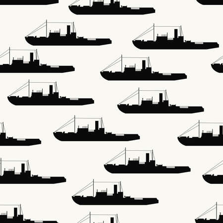 Seamless vector texture with black shipsのイラスト素材