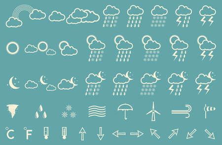 Vector illustration with a set of weather iconsのイラスト素材