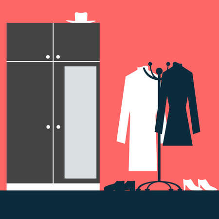 Vector illustration of a hallway interior with furnitureのイラスト素材
