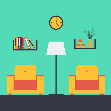 Vector illustration of a living room interior with furnitureのイラスト素材