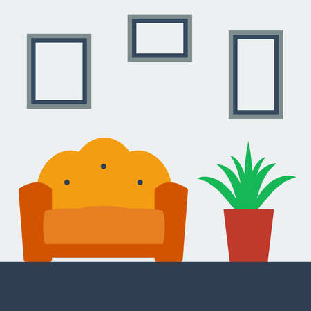 Vector illustration of a living room interior with furnitureのイラスト素材