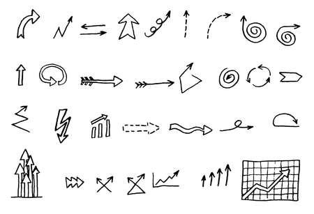 Vector illustration with black arrows sketch setのイラスト素材