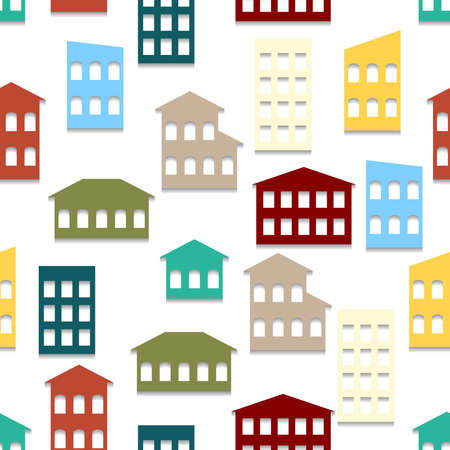 Seamless vector illustration with color paper housesのイラスト素材