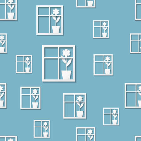 Seamless vector illustration with white paper windowsのイラスト素材
