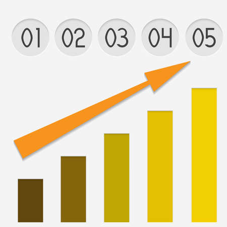 Vector illustration of color paper graph with numbersのイラスト素材