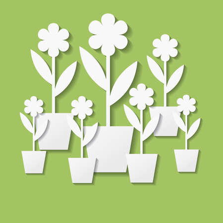 Vector illustration with white paper flowersのイラスト素材