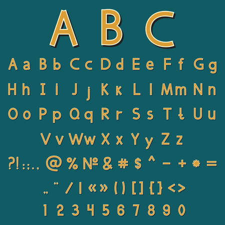 Vector illustration with set of the vintage color alphabet and numbersのイラスト素材