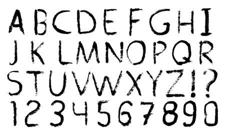 Vector illustration with hand drawn sketch font: alphabet and numbersのイラスト素材