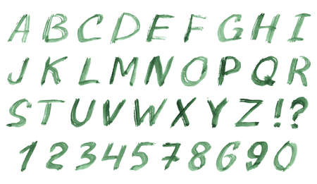 Vector illustration with hand drawn watercolor font: alphabet and numbersのイラスト素材