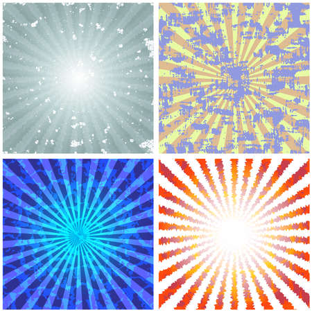 Vector illustration with set of the bright backgrounds with abstract raysのイラスト素材