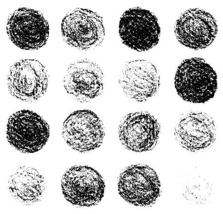 Vector illustration with set of the grungy black textures of brush stainsのイラスト素材
