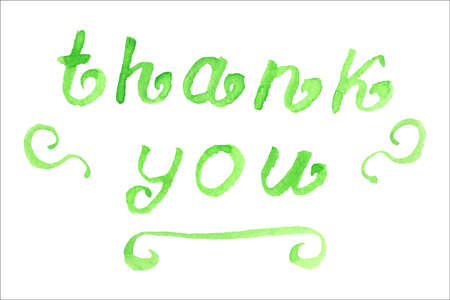 Vector illustration with watercolor hand lettering: Thank youのイラスト素材