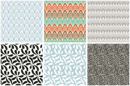Vector illustration with set of the seamless backgrounds with abstract elementsのイラスト素材