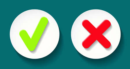 Vector illustration with green and red label checkmarkのイラスト素材