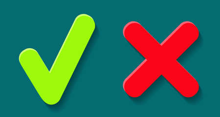 Vector illustration with green and red label checkmarkのイラスト素材