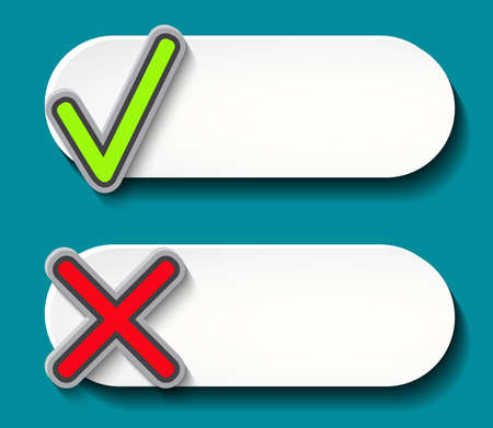 Vector illustration with green and red label checkmarkのイラスト素材