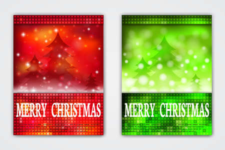Vector Holiday Flyers. Invitation Illustration. Posters Decoration Templates for Christmas and New Year Celebration.のイラスト素材