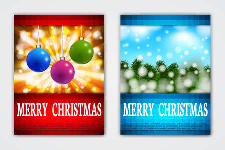 Vector Holiday Flyers. Invitation Illustration. Decoration Templates. Greeting Ornament Background for Christmas and New Year Celebration.のイラスト素材