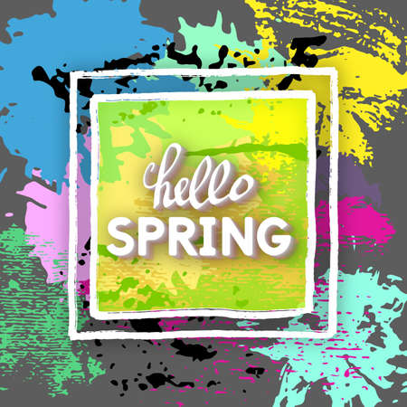 Use this Card for Congratulations. Spring Greeting Postcard. Best vector design. Decorative text with hand-drawn texture. Art imaginative template for banners, brochures, placards, flyers, posters.のイラスト素材