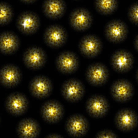 Golden Background with Seamless Pattern of Blink Elements Stock Vector Illustrationのイラスト素材