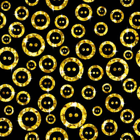 Golden Background with Seamless Pattern of Glittering Buttons Stock Vector Illustrationのイラスト素材
