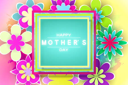 Mothers Day Greeting Card with Paper Flowers Design Stock Vector Illustrationのイラスト素材