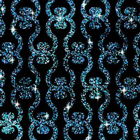 Shabby Background with Seamless Pattern of Glittering Swirls, Stock Vector Illustrationのイラスト素材