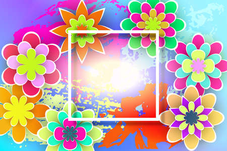 Beautiful Floral Template with Frame for Celebrations Day and Greeting Card Design Stock Vector Illustrationのイラスト素材